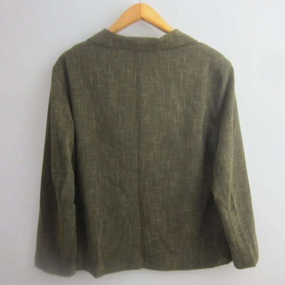 Vintage Chicos 3 Womens XL Dark Green Brown Long Sleeve Blazer Jacket Pockets - Picture 3 of 7
